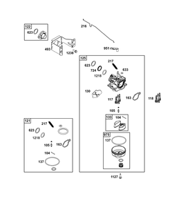 Carburetor Group Diagram and Parts List for 09P902-0009-H5 020000 - 09Z999 Briggs and Stratton Engine